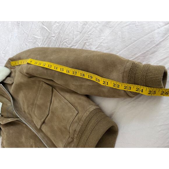 $2,200 MSRP Valstar Flight Jacket Tan Suede Shearling Collar Men Size IT54 NEW - Picture 13 of 13
